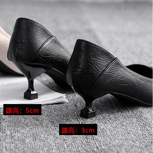 Soft sole work shoes mid-heel single shoes for women comfortable black professional high heels for women slim heels versatile commuter four-season shoes