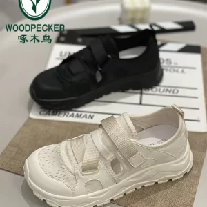 Woodpecker mesh breathable sandals women's shoes 2025 new summer hollow retro versatile fashion casual white shoes