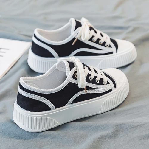Canvas shoes for women 2024 new thin spring and autumn versatile board shoes thick sole ins casual cloth shoes low top Korean version