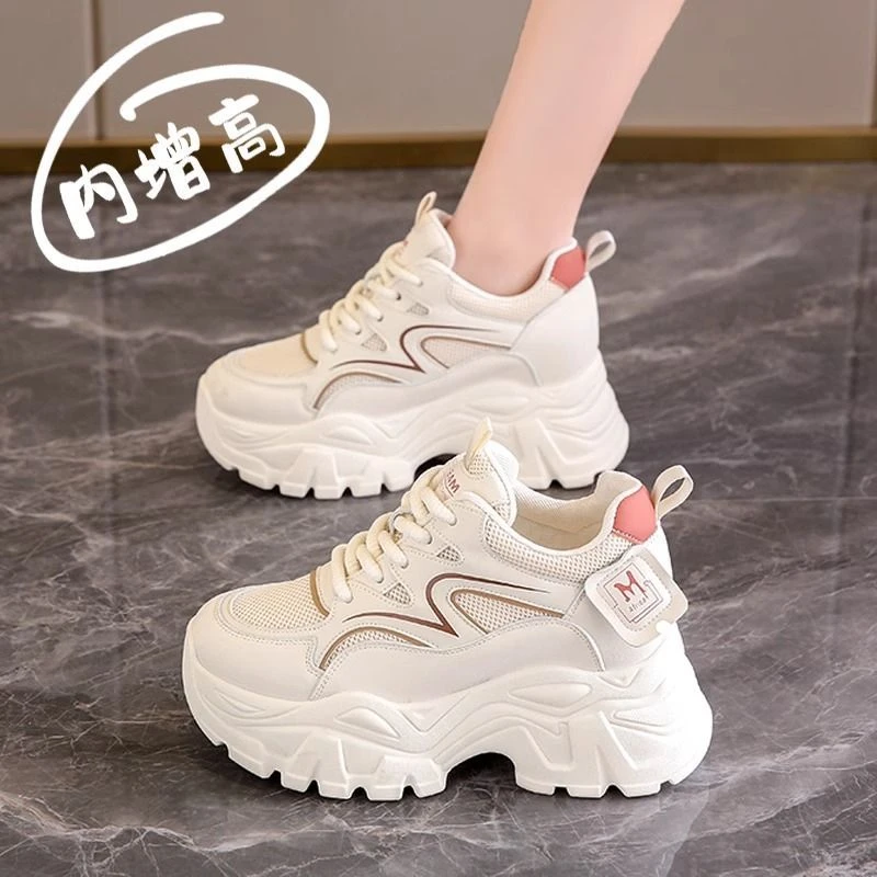 Dad shoes women's mesh thick sole heightened small sponge cake sole casual shoes 2024 summer versatile sports shoes women