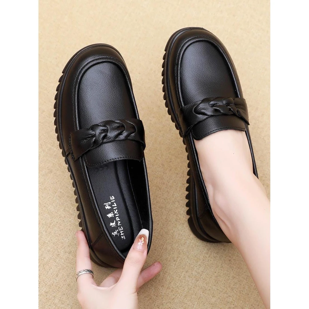 Shoes, waterproof work shoes, kitchen leather shoes, juren leather soft sole non-slip women's shoes, middle-aged and elderly mother's shoes