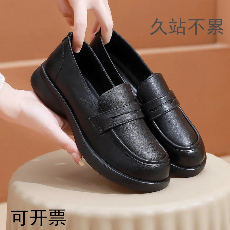 Soft leather shoes for a long time without tired feet working shoes for women to work black shoes for women for women non-slip soft sole kitchen women's shoes