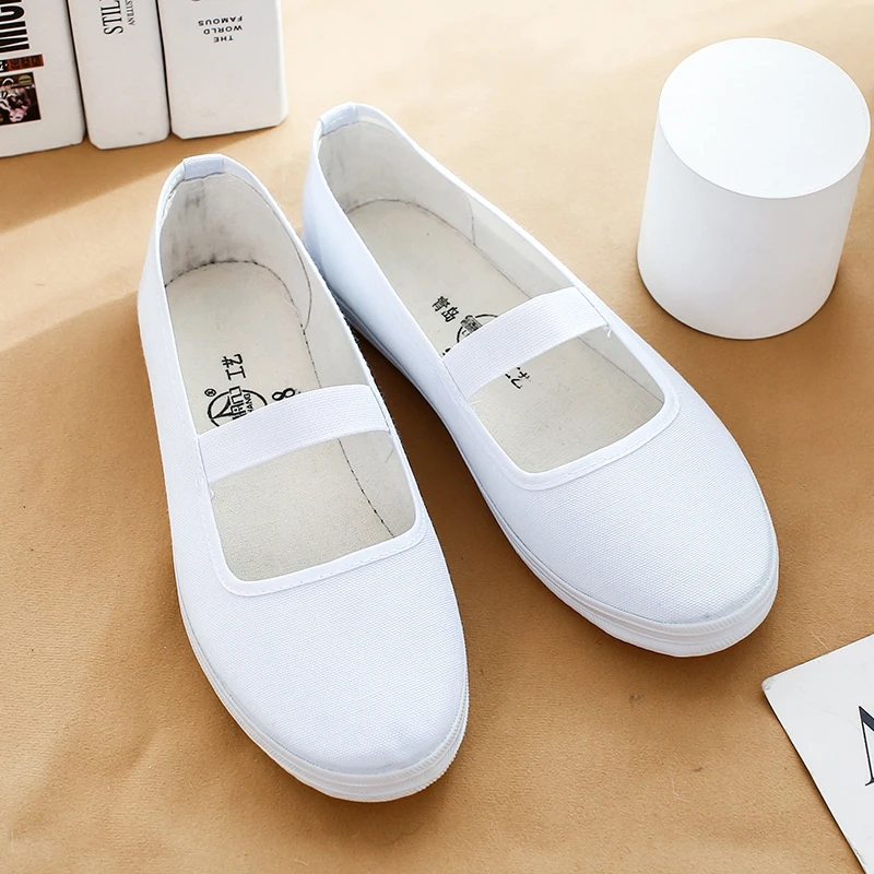 Women's small white shoes casual canvas shoes female gymnastics dance performance shoes pharmacy nurse work shoes soft sole white cloth shoes