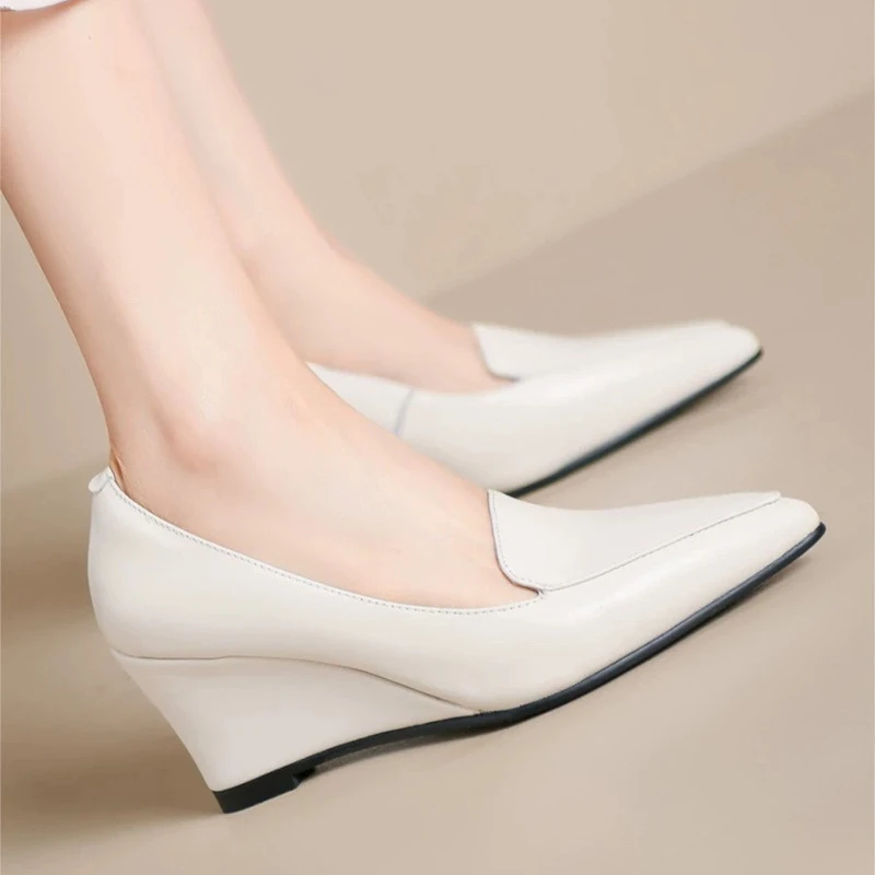 Spring and Autumn Pointed Wedding Single Shoes 2024 New French Little Flavor Style Casual Fashion Light Mouth Thick Sole Comfortable High Heels