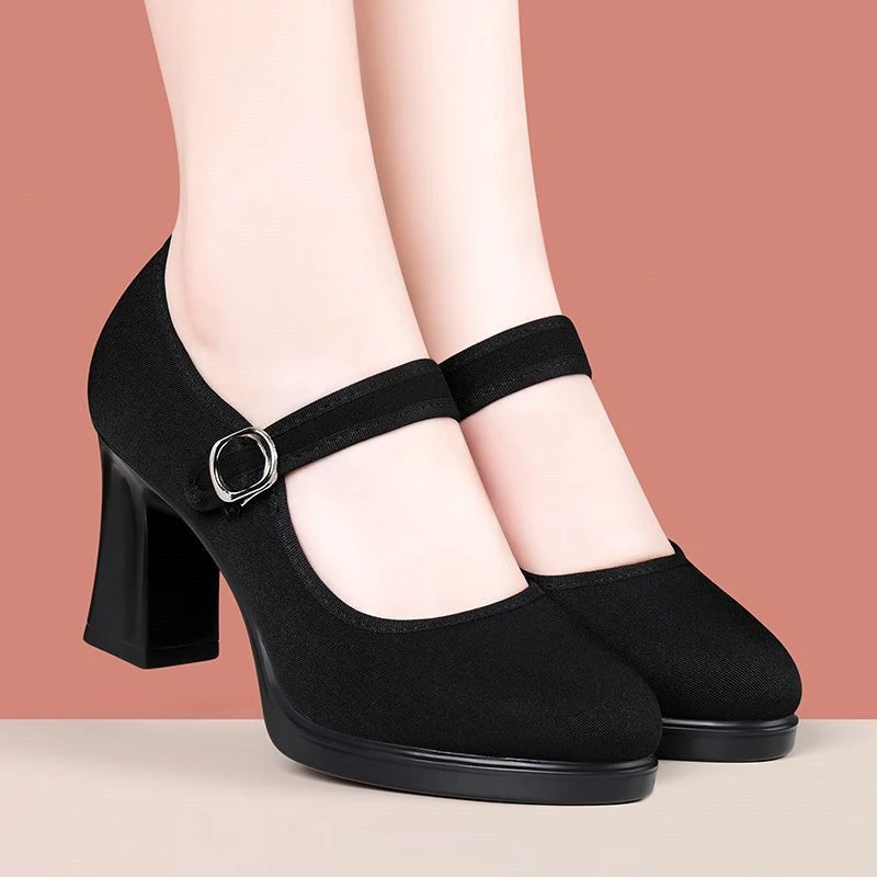 Cloth shoes model non-slip black new Beijing single shoes waterproof work shoes high heels dancing mom office worker