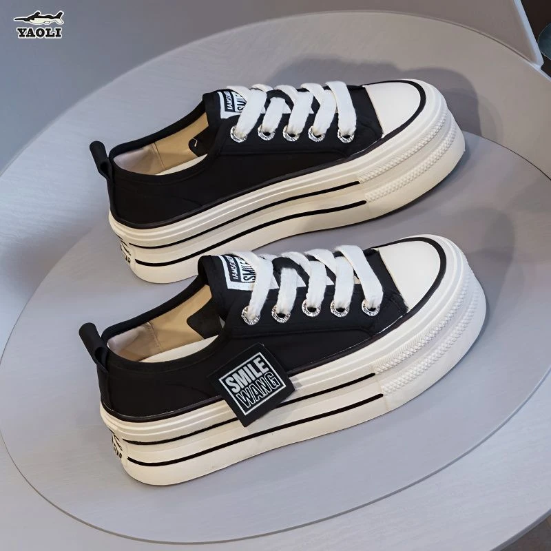 New Balance thick-soled canvas shoes for women in spring, super hot students' height increase to show their legs long chic sports shoes shoes single shoes