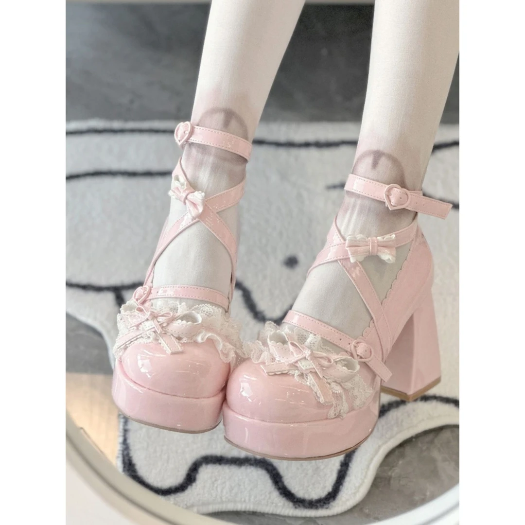 New style wind chime bow with round head high heel thick bottom fairy 2025 original ballet waterproof platform lolita