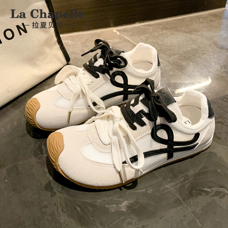 La Chapelle mesh German training shoes for women in 2025 summer versatile breathable and lightweight mango head flat shoes