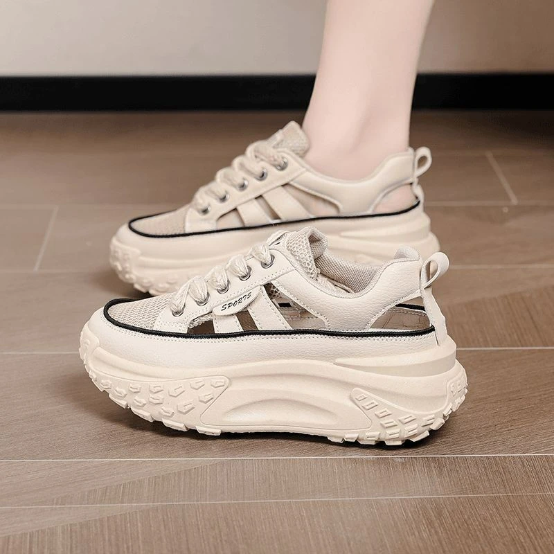 New Balance [Broken Size] Daddy Shoes for Women 2025 Summer New Hollow Mesh Shoes Hot Shoes Breathable Thick Sole Mesh