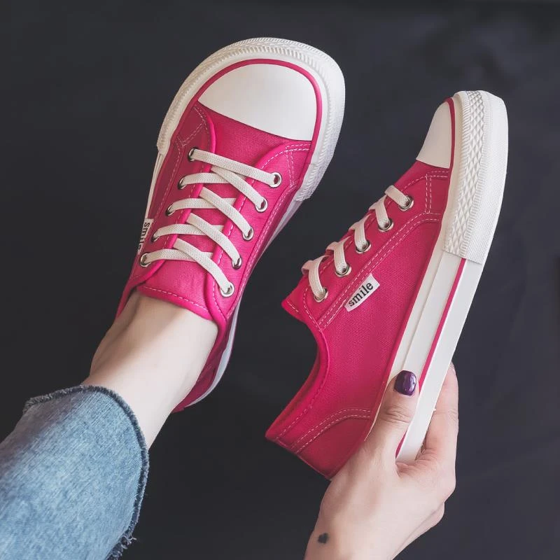 Elastic belt one-legged canvas shoes for women 2025 new spring and summer thin breathable board shoes versatile white shoes for women