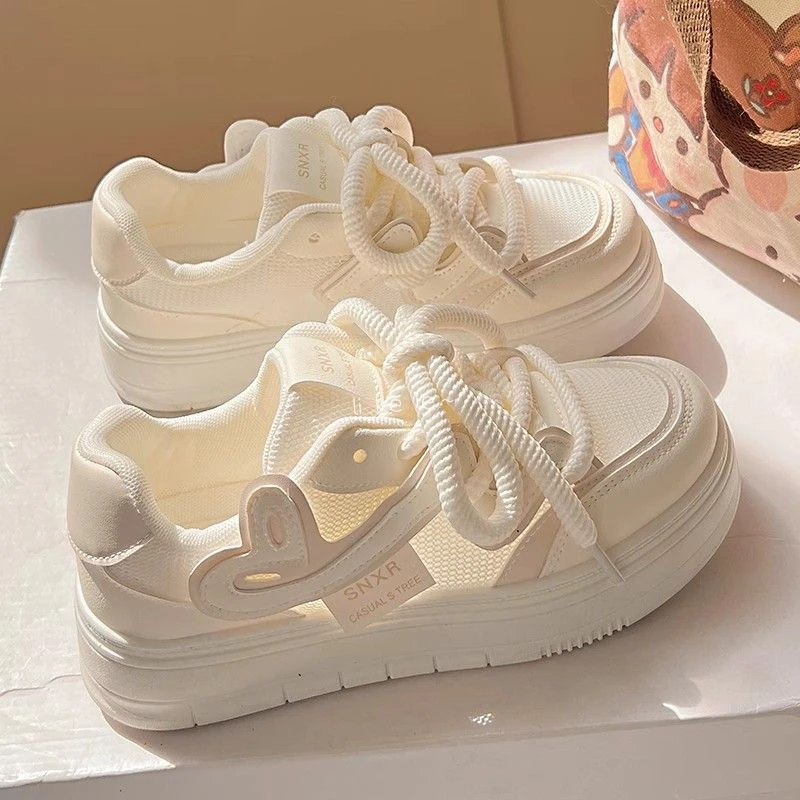 Summer women's shoes thick sole love white shoes breathable mesh mesh shoes with skirt shoes versatile casual sports shoes