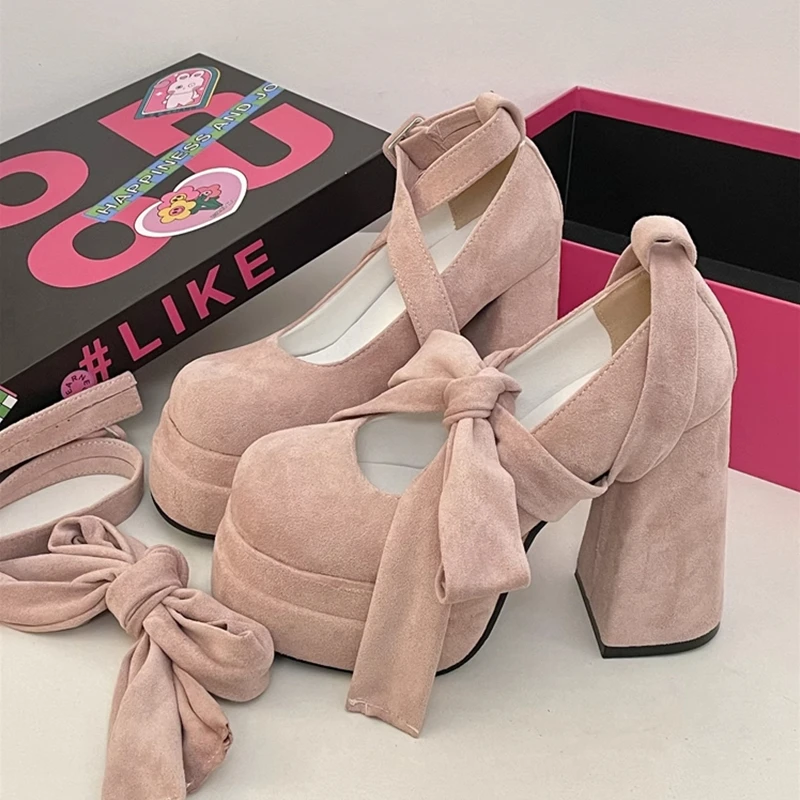 French retro Mary Jane shoes for women 2025 new spring and summer thick heels high heels waterproof platform thick sole shallow mouth single shoes