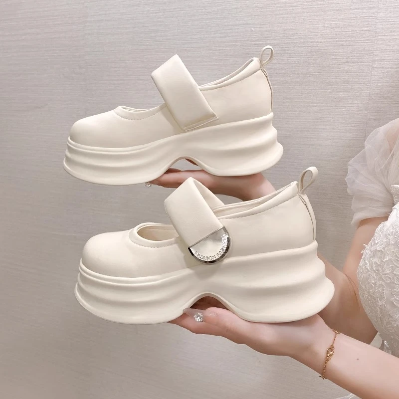 Wedding shoes for women pregnant women wedding dress artifact bride shoes wedding bridesmaid shoes Mary Jane shoes Sponge cake shoes thick sole height enhancement shoes