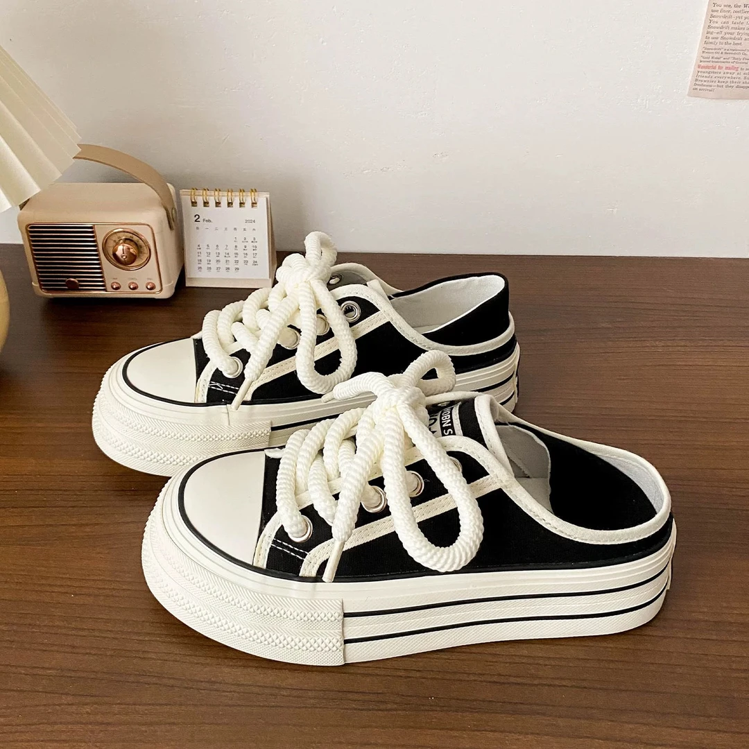 Women's 2025 spring and summer new retro versatile niche sport half-shoe shoes