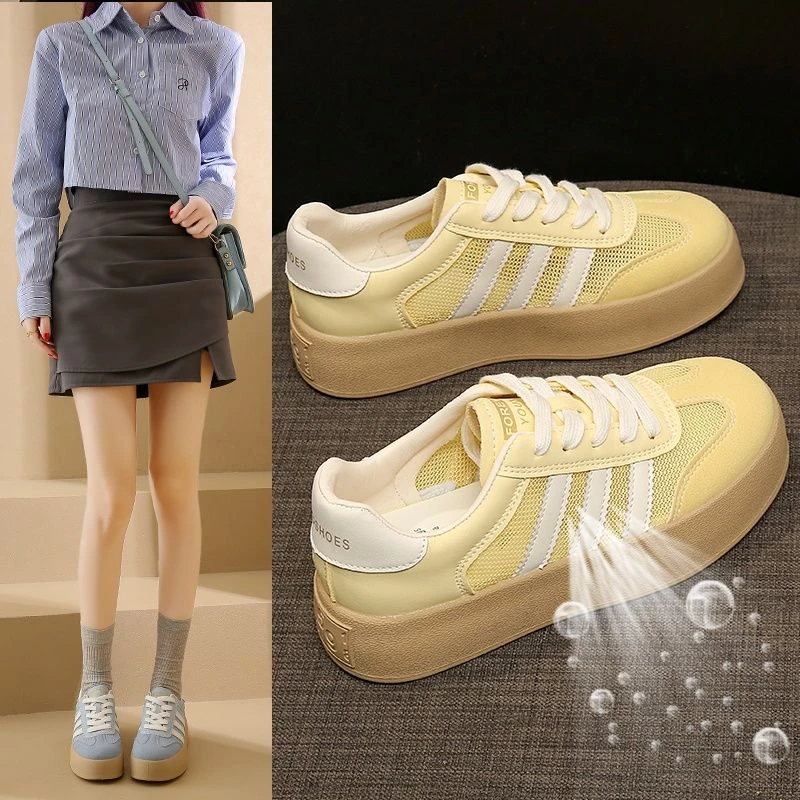 Thick-soled Viagra shoes for women's net shoes for spring and summer versatile three-bar casual shoes for versatile small sports shoes