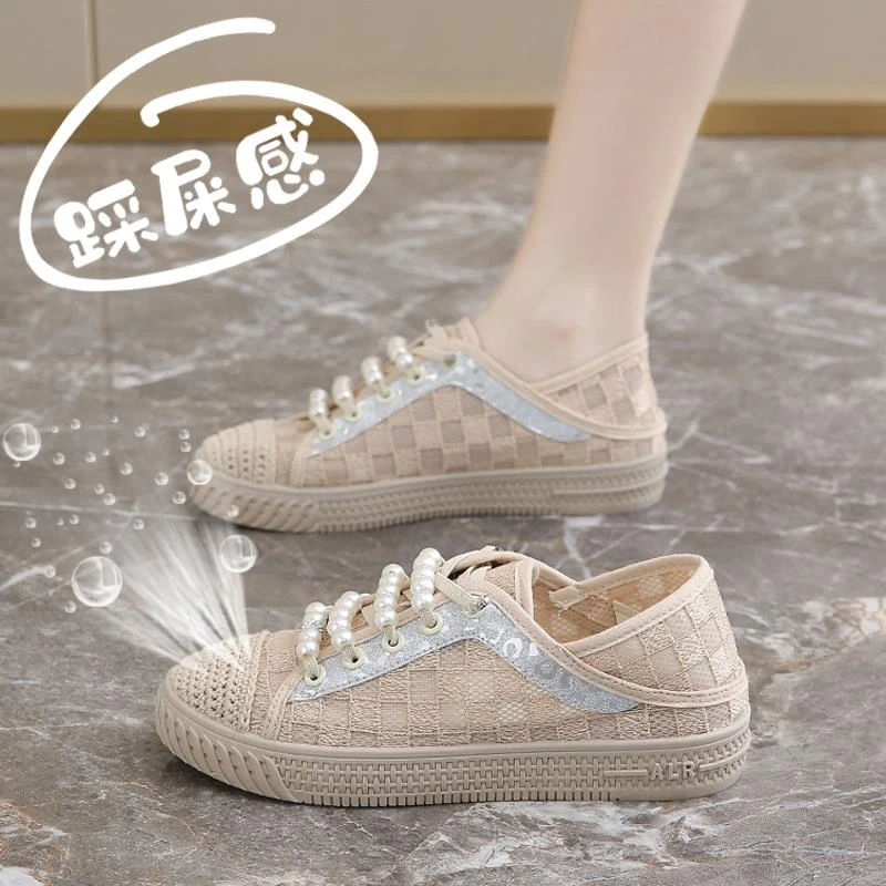 361 missing size women's shoes for summer new products comfortable flat sole breathable mesh hollow lace fisherman's shoes with one foot small size 3