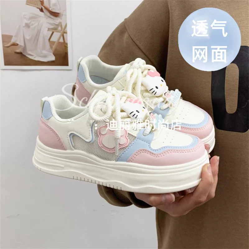 Original high-value mesh breathable breast fufu casual shoes for women American hot design sense cat white shoes for women