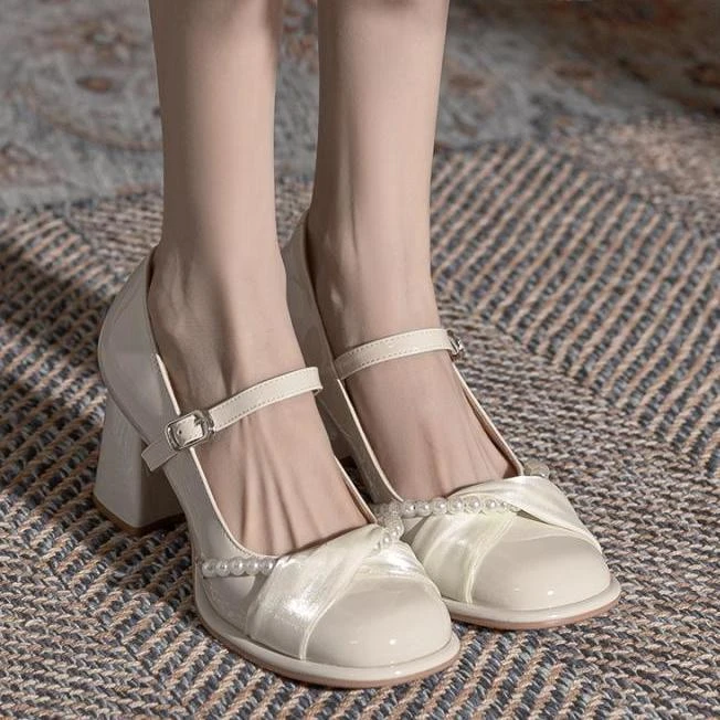 Women's shoes Mary Zhen high heels women's 2025 new thick heel bridesmaid shoes for daily wear without tiring foot shoes spring