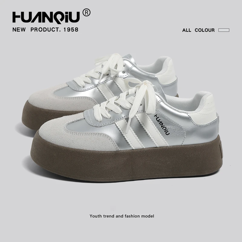 Global silver breathable thick-soled German training shoes for women 2025 new spring and summer versatile shoes for women casual shoes