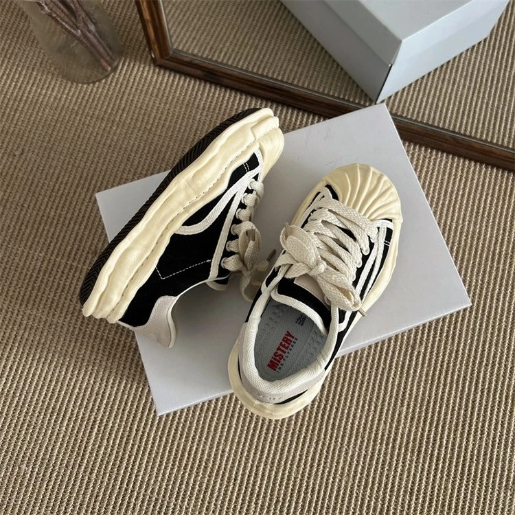 Huazhiyu niche shell toe thick sole dissolved shoes breathable canvas shoes for men and women sports versatile couple retro shoes