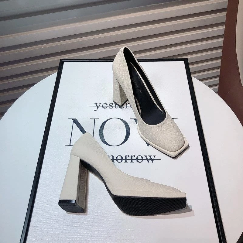 Retro thick heels grandma shoes for women 2025 new elegant square toe thick heels spring and autumn