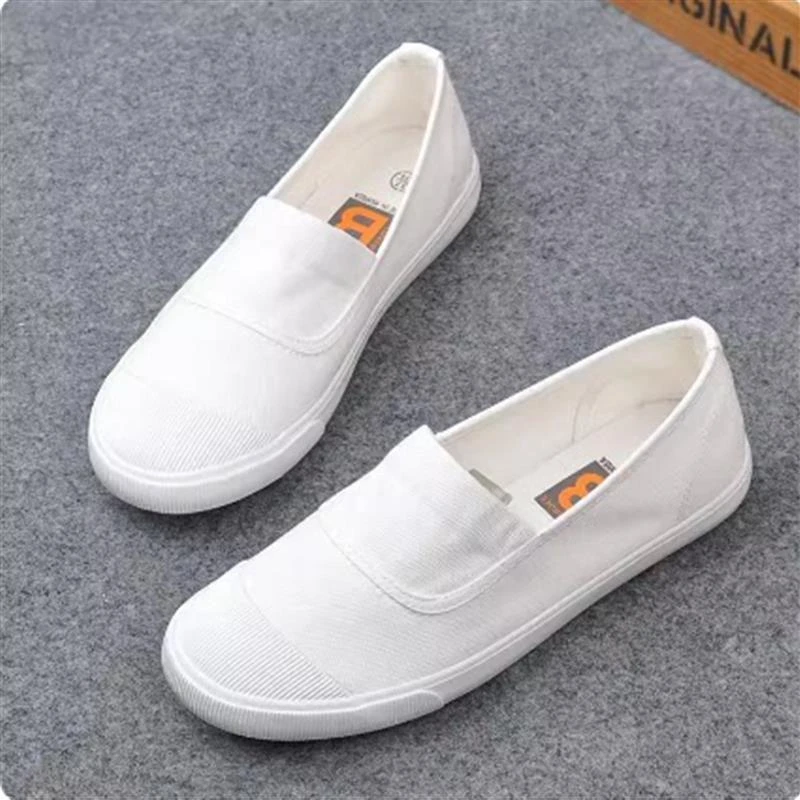 Spring and summer women's white shoes breathable shell flat canvas shoes for women Korean style foot cover without straps flat heeled sneakers soft sole shoes