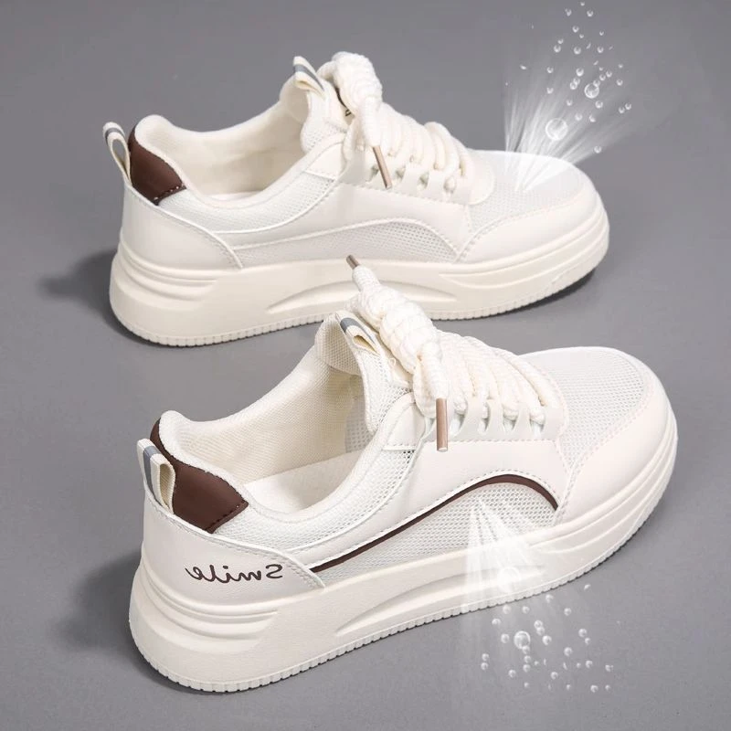 Anta Selected Large Size 41-43 Thick Sole Mesh Shoes Breathable Mesh Small White Shoes Women's Shoes Board Shoes Spring and Summer Adaptable