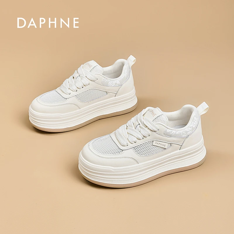 Daphne 2025 new summer breathable and fashionable versatile casual thick sole Chinese style small white shoes