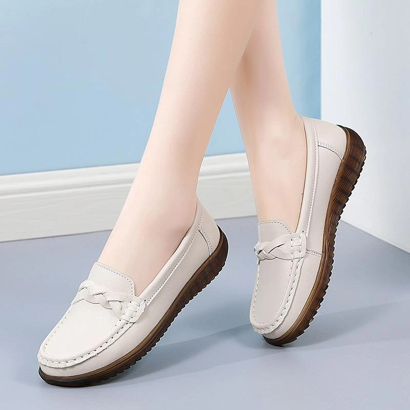 Red Dragonfly Jindian Genuine Leather Mom Shoes Soft Sole Comfort Middle-aged Flat Sole Women's Singles Shoes Non-Slip Older Shoes Women's Leather