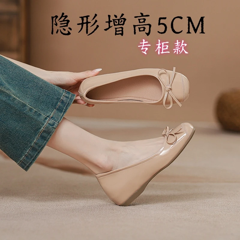 Genuine leather small fragrance single shoes for women's summer fashion French cheongsam shallow mouth soft sole ballet versatile temperament Mary Zhen shoes