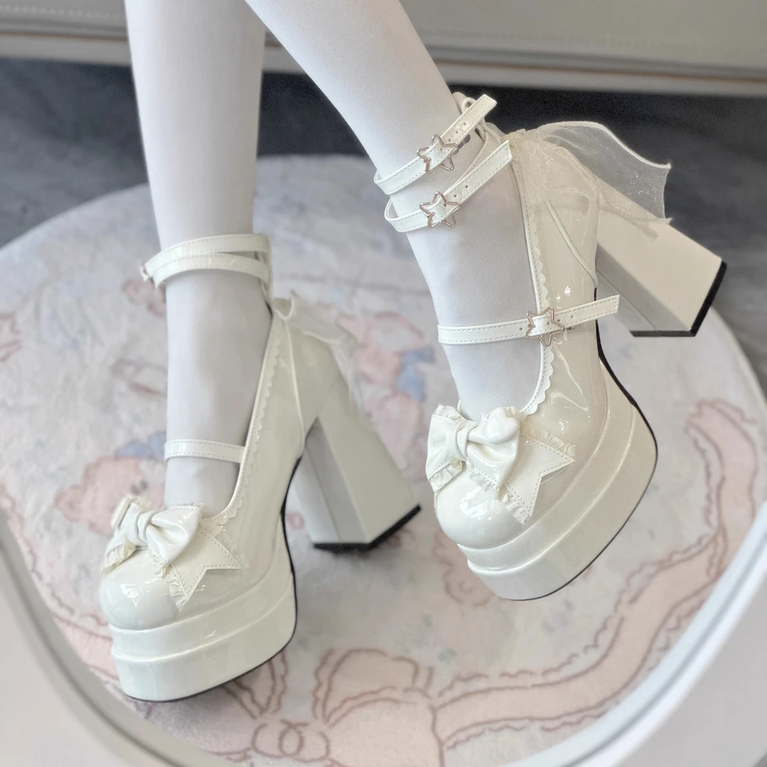 Nipples Party 4.0 Lolita Round Toe Lolita Shoes Cute 2025 Spring Sweet Leather Shoes High Heels