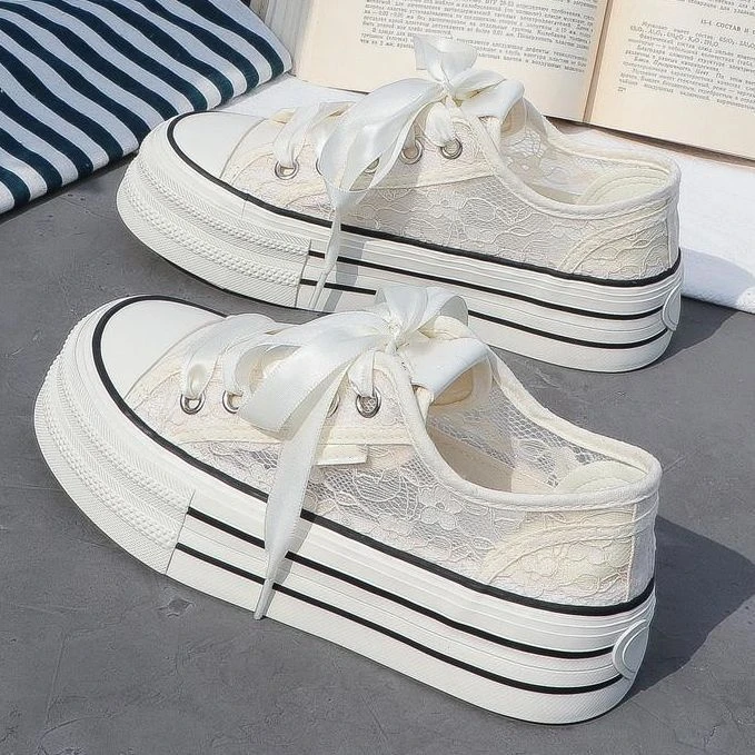 New Balance [Broken Size Clearance] Thick-soled White Shoes for Women 2025 New Ins Students' All-match Skirt Hollow Bree