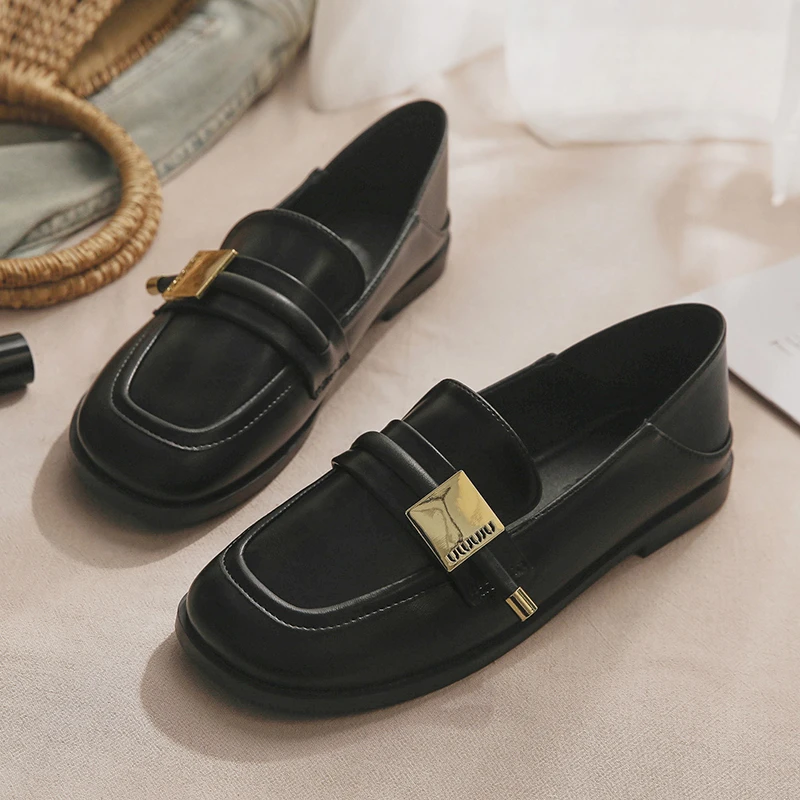 Sheepskin version ~ Black British style small leather shoes women's loafers women's 2025 spring and autumn new style single shoes for women