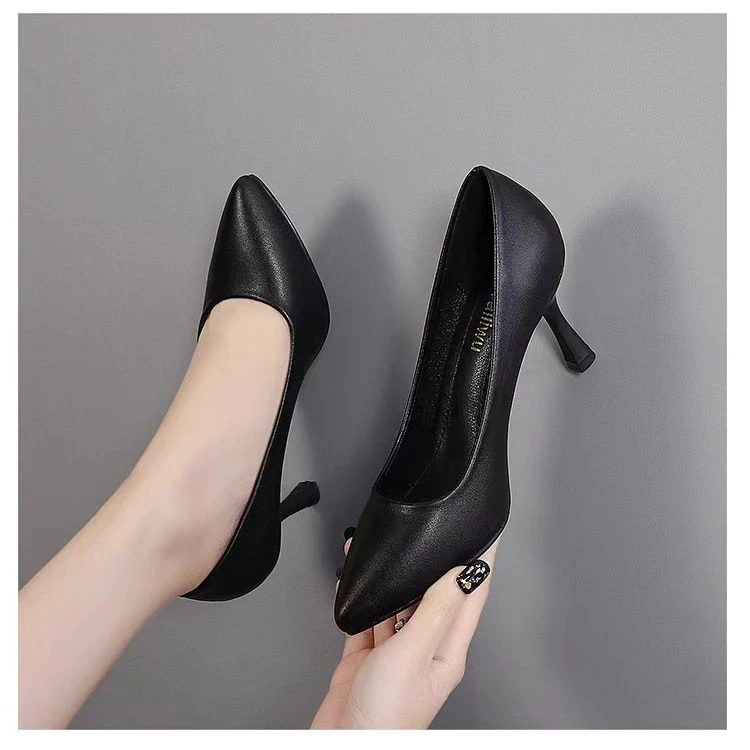 Daphne Group Shoe Cabinet No Tired Low Heel Single Shoes Thin Heel High Heels Short Heels Leather Shoes Women's New Commuter Professional Shoes