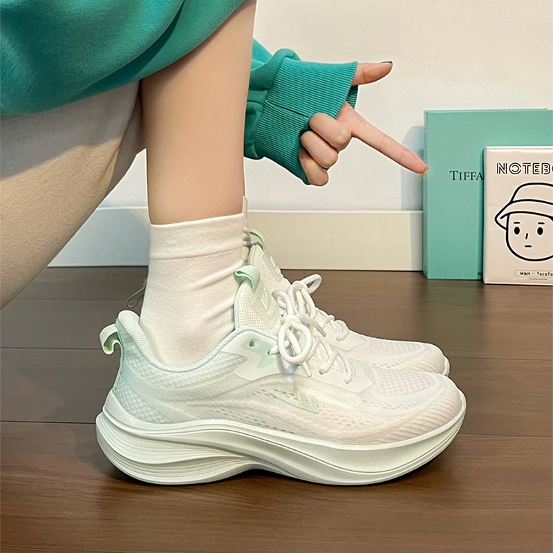 Huili Casual Student Net Shoes Women's Breathable Sports Shoes Hot 2025 New Summer Shock Absorbing Lightweight Thick Sole Running Shoes