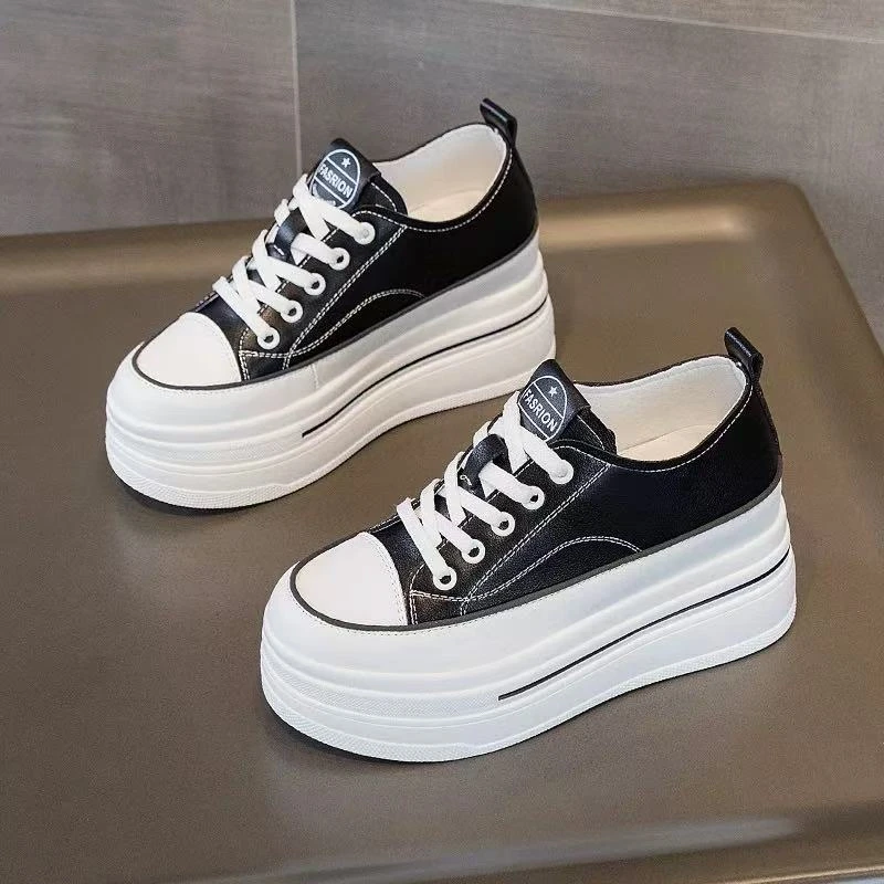 Thick-soled canvas shoes for women 2025 new summer breathable casual sponge cake height-enhancing women's shoes versatile white shoes for women