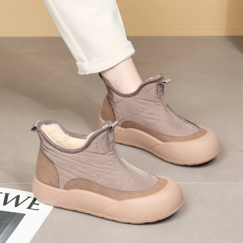 2024 winter new style thickened wool high-top cotton shoes plus velvet warm and fashionable and versatile Korean cotton boots