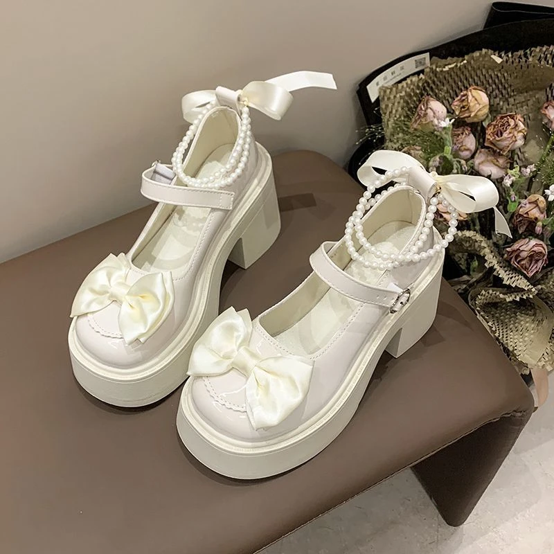 Mary Jane British style small leather shoes for women retro 2025 new bow with skirt Japanese jk college style single shoes