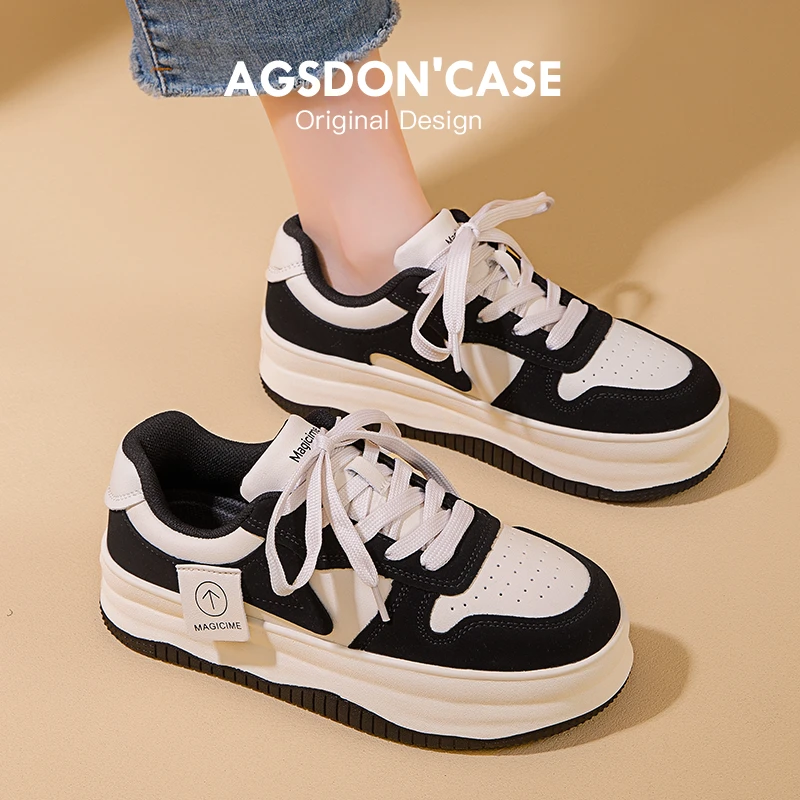 Aogu Shiden Panda Shoes for Women 2025 New Summer Versatile Black and White Color Block Small White Shoes Thick Sole Casual Shoes YY