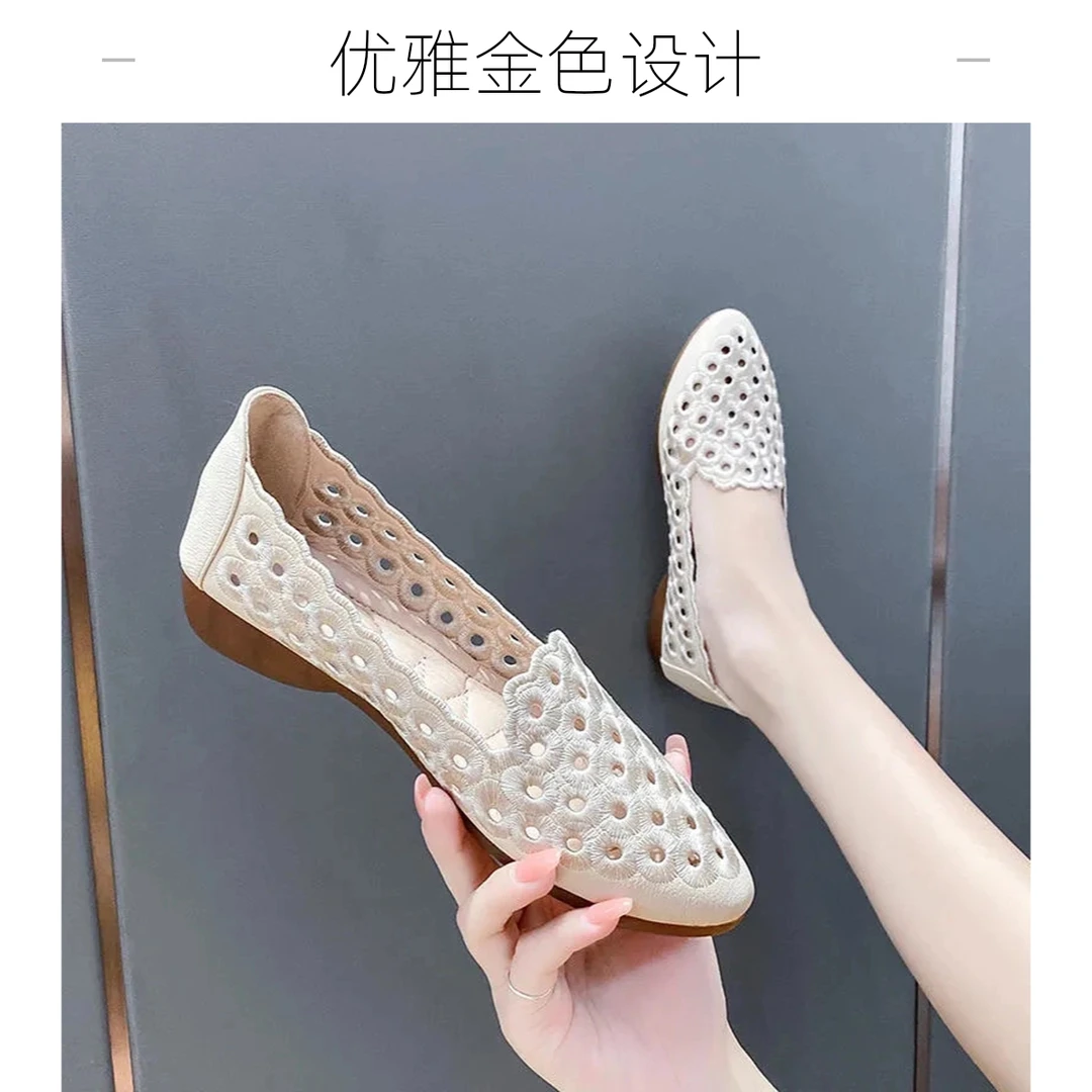 Single shoes spring and summer sandals bean shoes hollow breathable pregnant women shoes women mother shoes comfortable fashion casual versatile