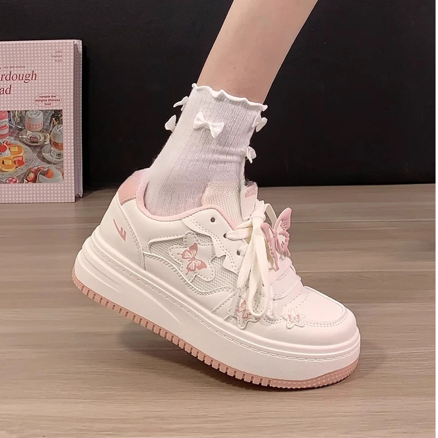 Huili mesh breathable shoes for women 2025 summer shoes, small heightened thick sole white shoes, sweet girl with skirt