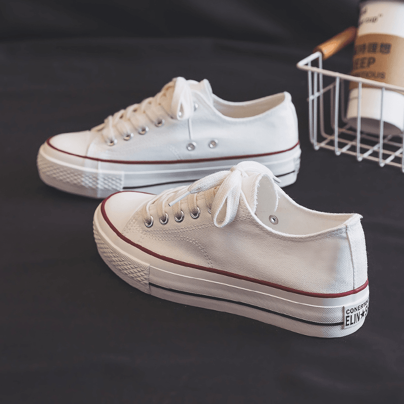Pullable insoles thick-soled canvas shoes Spring and Autumn low-top shoes versatile white shoes women's shoes YB801