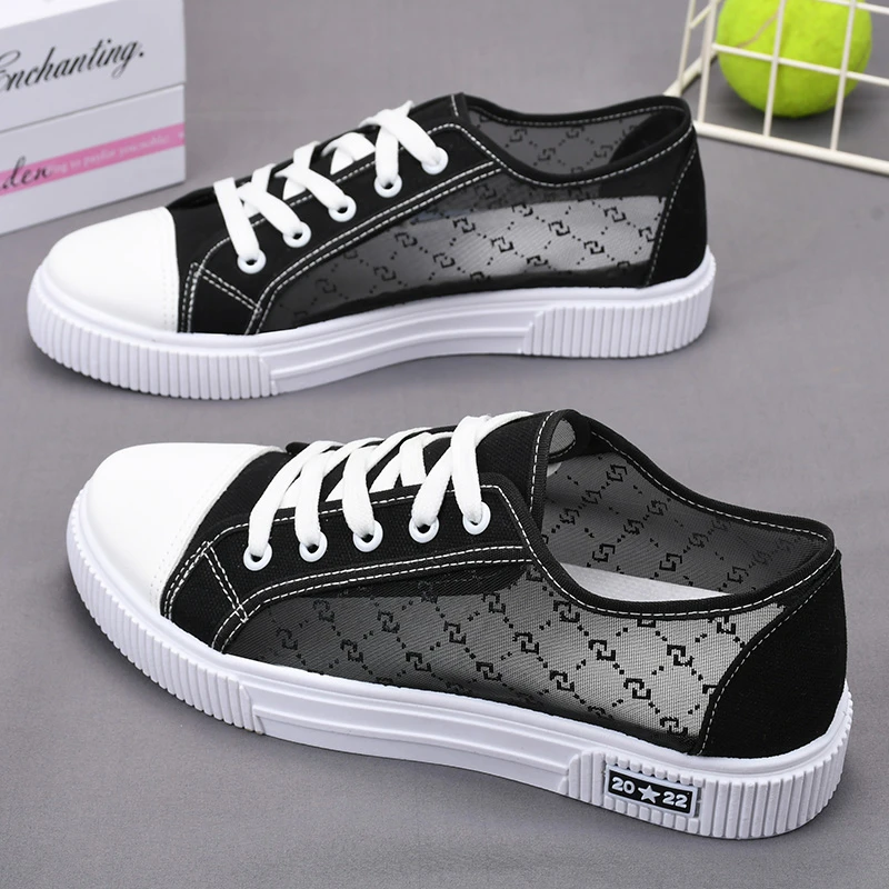 Summer white shoes women's shoes casual and versatile students' shoes flat sole hollow thin Korean style board shoes fashionable soft sole mesh shoes
