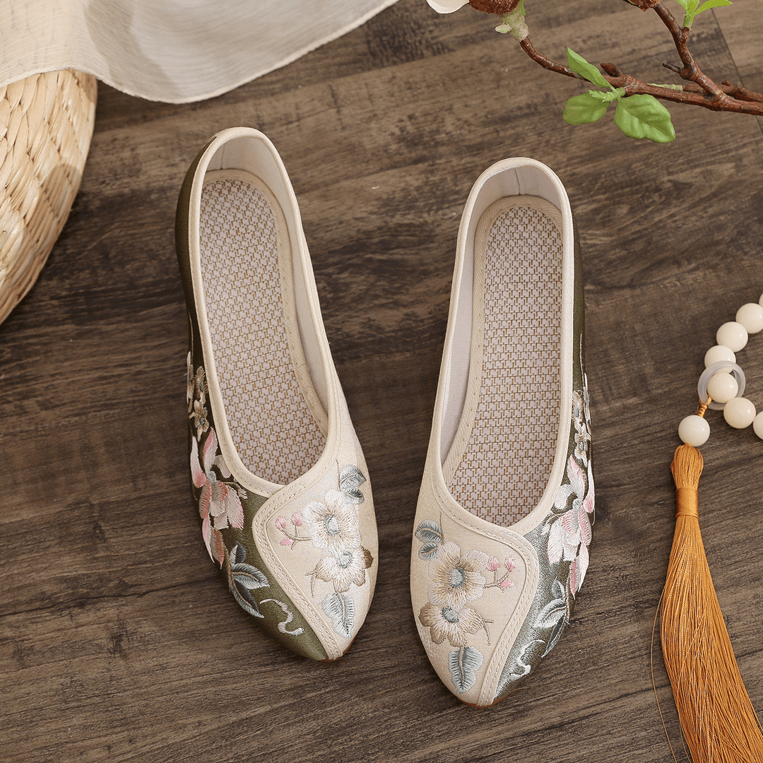 New autumn cloth shoes for women Hanfu embroidered shoes simple elegant temperament single shoes comfortable ethnic style tea clothes for women