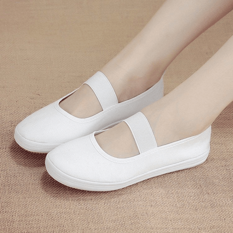 Women's shoes canvas shoes rubber soft sole dance shoes work shoes nurse shoes morning exercise shoes running walk white work shoes