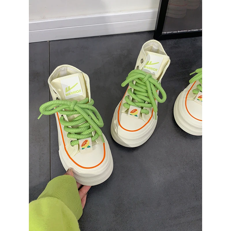 Huili high-top canvas shoes for women 2025 new niche breathable thin versatile women's shoes student casual thick-soled shoes