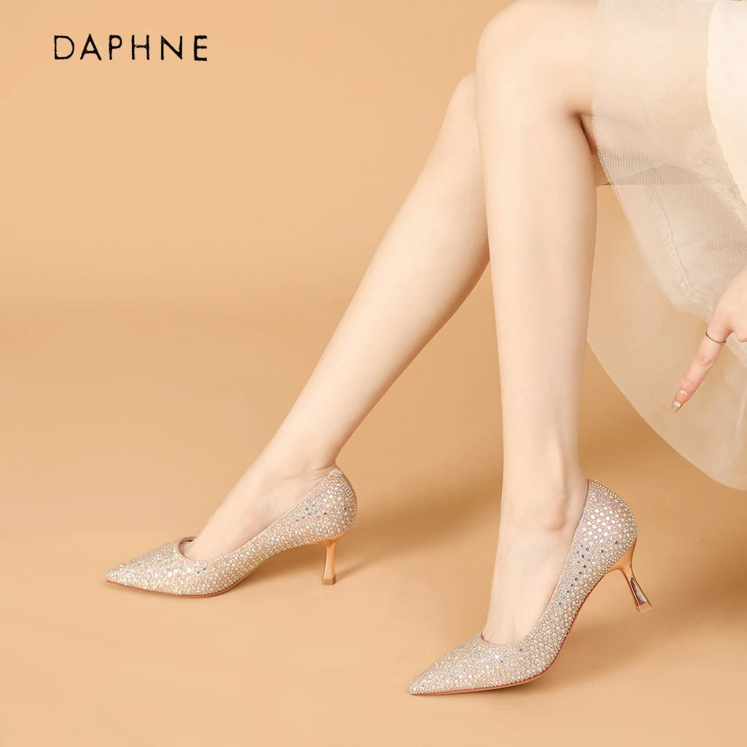 Daphne/Daphne niche light luxury pointed toe shallow mouth slim heels high heels women's temperament fashionable bridal shoes