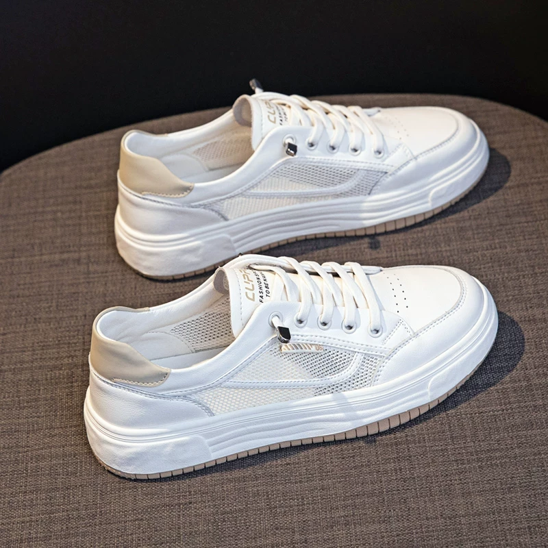 Wanda cabinet removal top layer cowhide mesh breathable small white shoes for women 2025 summer mesh shoes for one foot flat-soled casual board shoes