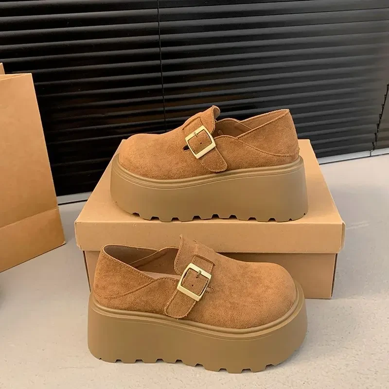 Retro thick-soled Birkenstock shoes for women in spring 2025 new one-foot loafers, sponge soles, and two-wear single shoes