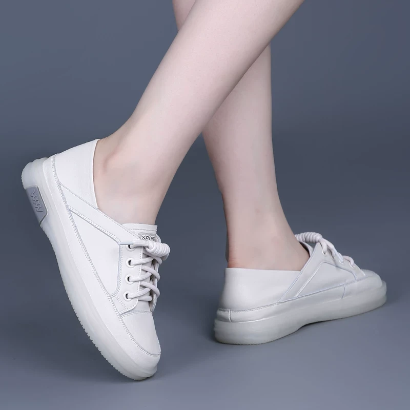 Wanda cabinet removal top layer cowhide 2025 small white shoes soft sole flat shoes spring and summer 2025 casual shoes large size women's shoes